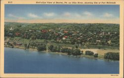 Bird's-Eye View of Beaver, PA on Ohio River, Fort McIntosh Site Postcard