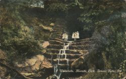 Waterfalls, Morado Park, Beaver Falls, PA with Girls Postcard