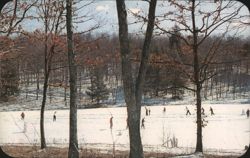 Ice Skating, Pocmont Lodge Lake, Bushkill, PA Postcard