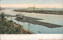 Coal Fleets on Ohio River, Pittsburgh, PA Postcard