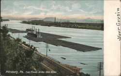 Coal Fleets on the Ohio River, Pittsburg Postcard