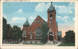 First M. E. Church, North East, PA Postcard