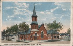 German Lutheran Church and Parsonage, North East, PA Postcard