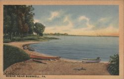 Scene Near Boswell, PA - Lake with Boats Postcard