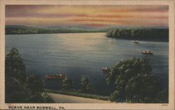 Lake Scene with Canoes near Boswell, PA Postcard