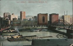 6 & 7 Street Bridges, Pittsburgh Postcard