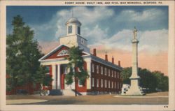 Court House, Built 1828, and Civil War Memorial Postcard