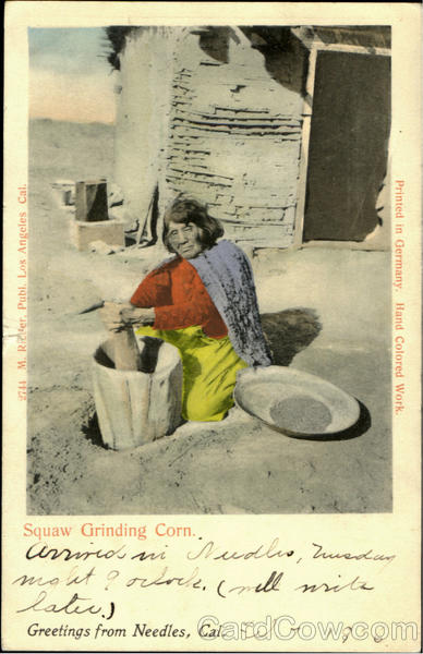 Squaw Grinding Corn Native Americana