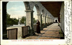 Corridor Of The Santa Barbara Mission Postcard