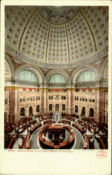 Reading Room In Rotunda Library Of Congress Postcard