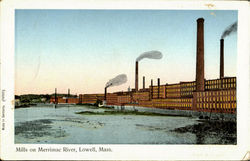 Mill On Merrimac River Lowell, MA Postcard Postcard