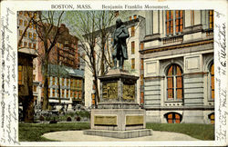 Benjamin Franklin Monument Boston, MA Postcard Postcard