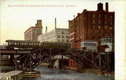 Elevated Train Crossing The Chicago River Illinois Postcard Postcard