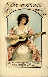Xmas Greetings - Guitar Postcard