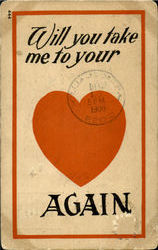 Will You Take Me To Your Heart Again Romance & Love Postcard Postcard