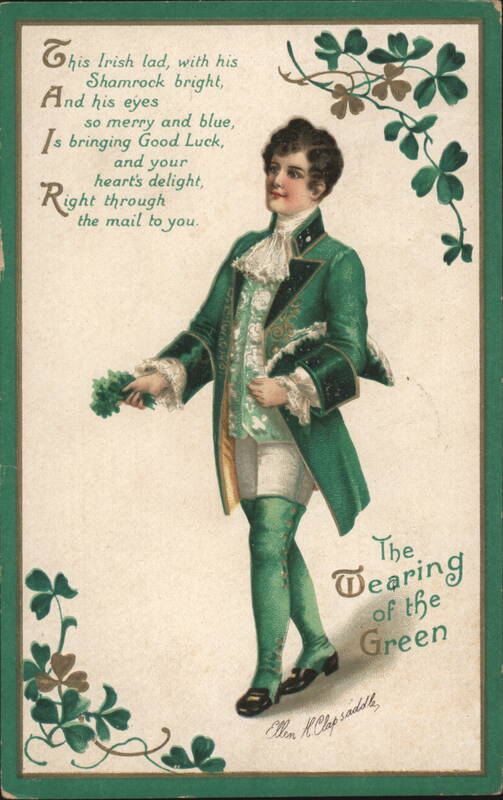 The Wearing of the Green, Irish Lad with Shamrocks