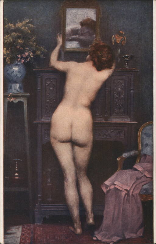 The Mirror by H. Laissement, Nude Woman