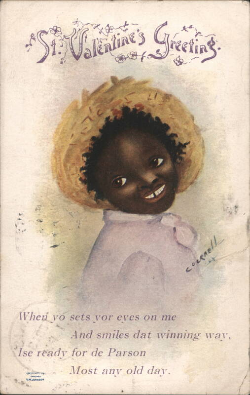 St. Valentine's Greeting with Black Americana Child and Dialect Poem