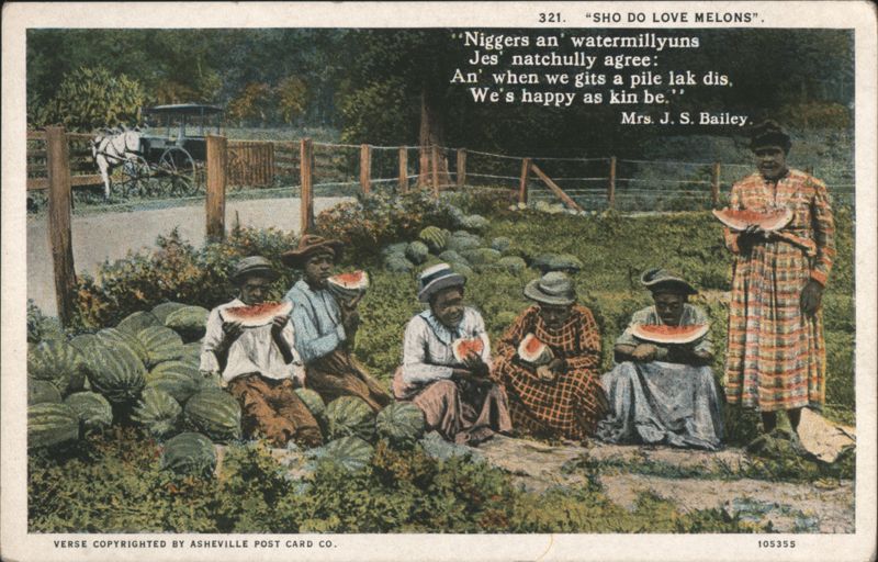 SHO DO LOVE MELONS Black Americana Watermelon Scene