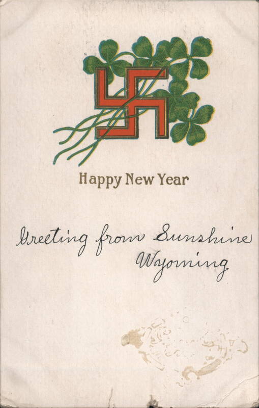 Happy New Year Swastika and Clovers