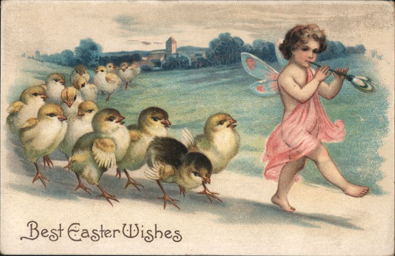 Best Easter Wishes, Fairy Leading Chicks With Chicks