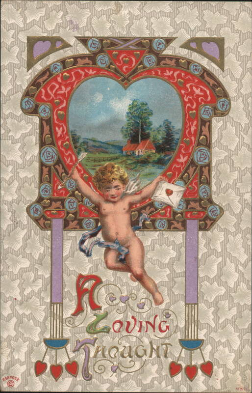 A Loving Thought with Cherub and Heart Frame