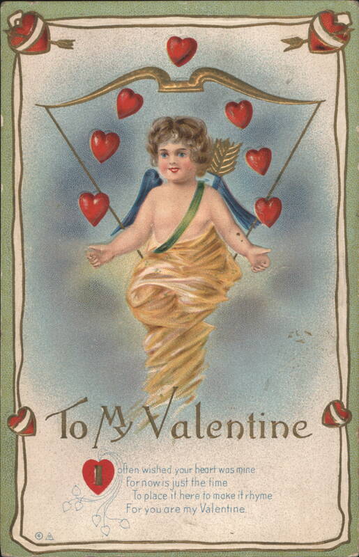 Cupid with Bow and Arrow, Floating Hearts, To My Valentine