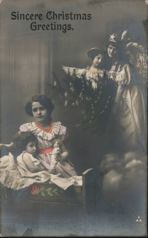 Sincere Christmas Greetings with Girls, Doll, and Angels