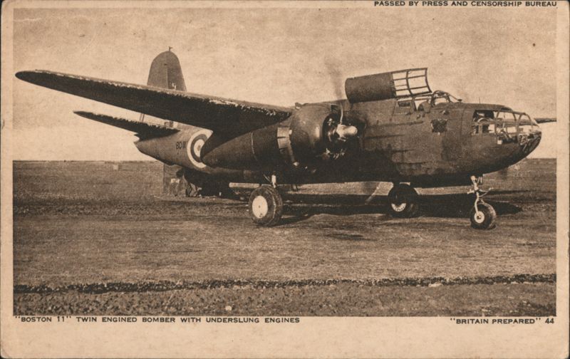 Boston 11 Twin Engined Bomber with Underslung Engines
