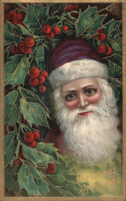 Santa Claus with Holly and Berries