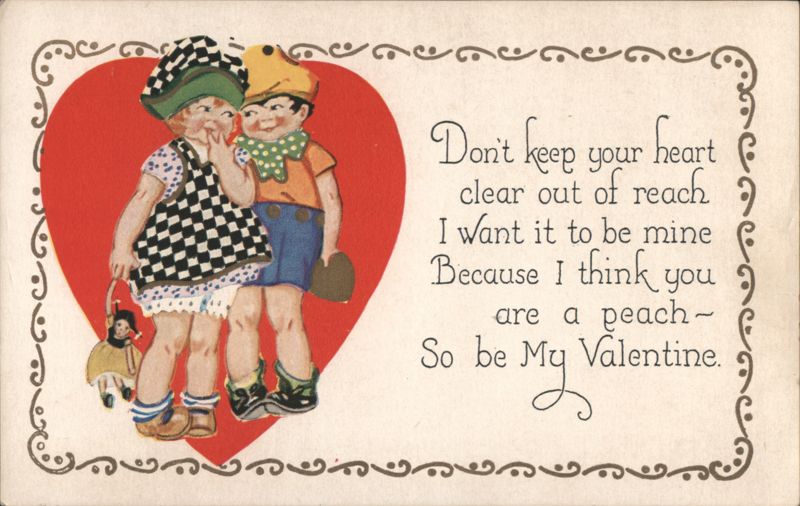Children with Doll and Red Heart, Valentine's Day Poem