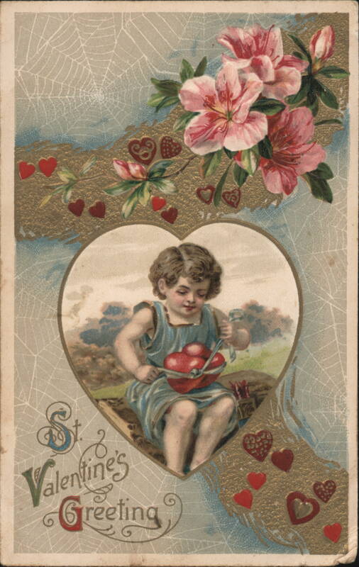 St. Valentine's Greeting with Child and Hearts Children