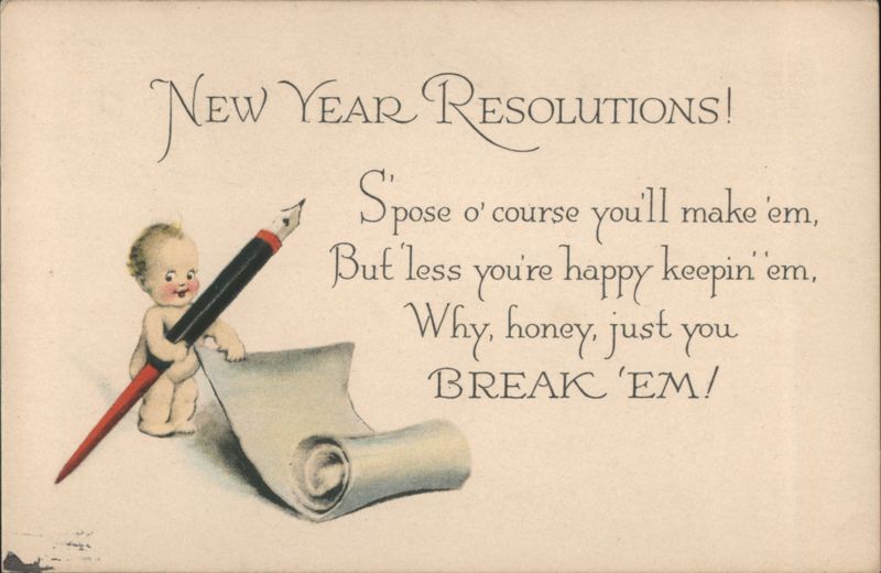 New Year Resolutions Baby Breaking Scroll Poem