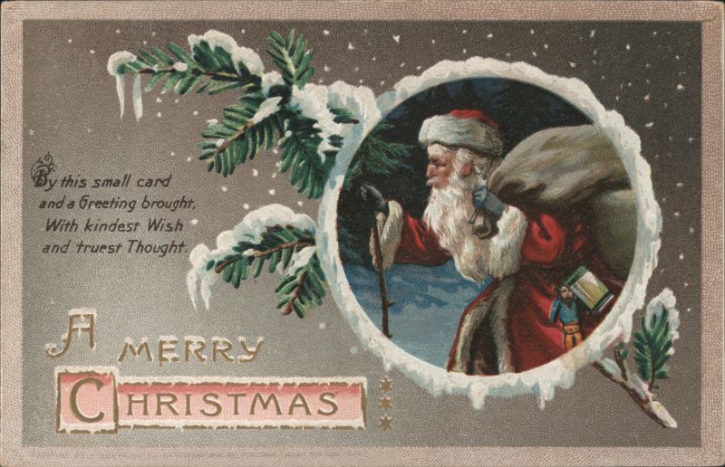 Merry Christmas Santa Claus with Key and Sack