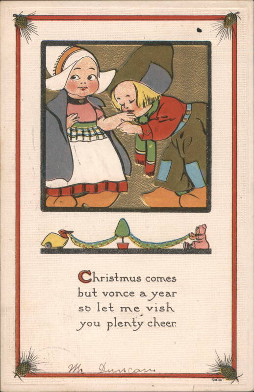 Christmas Greeting with Children in Traditional Attire