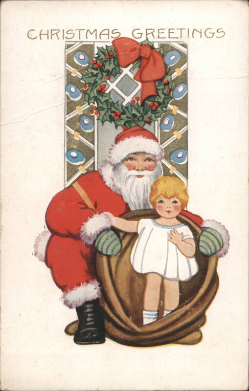 Christmas Greetings Santa Claus and Child