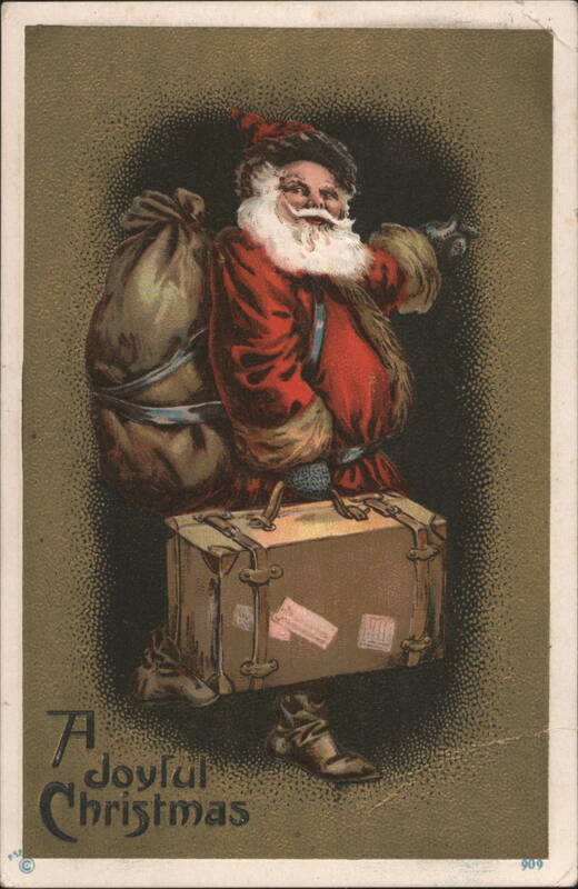 Santa Claus with Sack and Suitcase, A Joyful Christmas