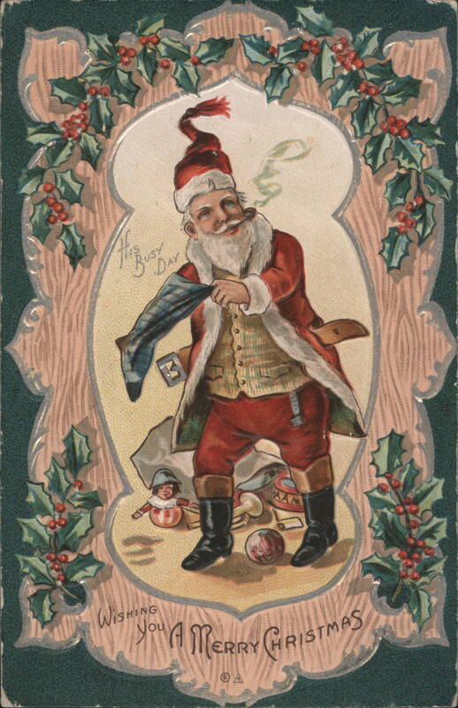 Santa Claus His Busy Day Merry Christmas