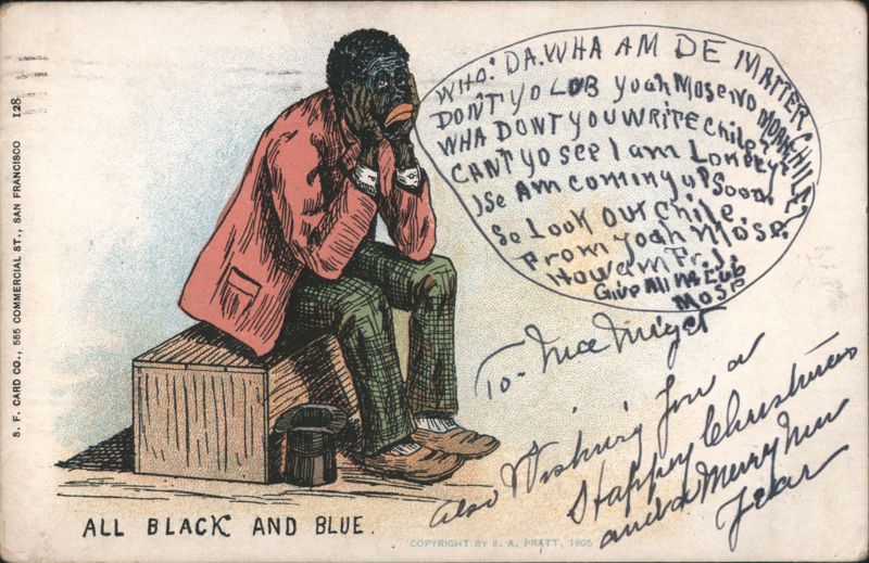 Black Caricature, All Black and Blue, Lonely Mose Speech Bubble