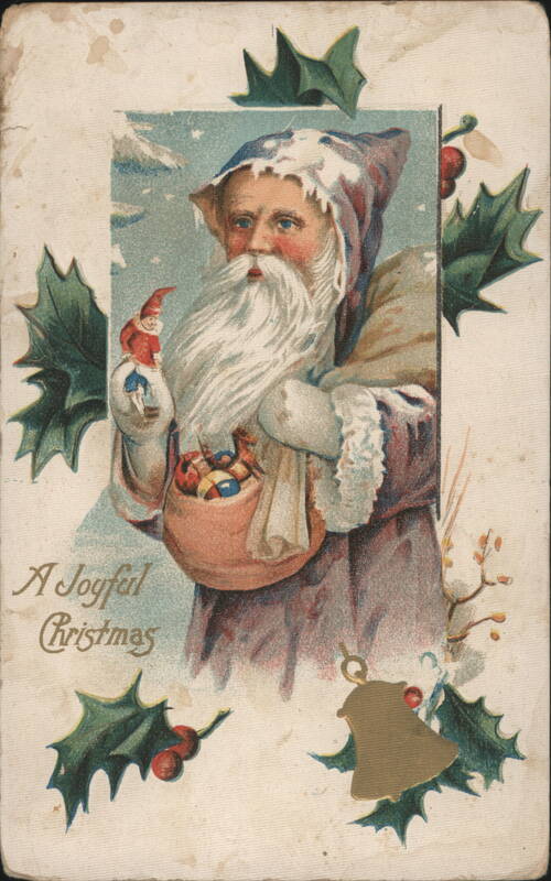 A Joyful Christmas Santa Claus with Elf and Ornaments