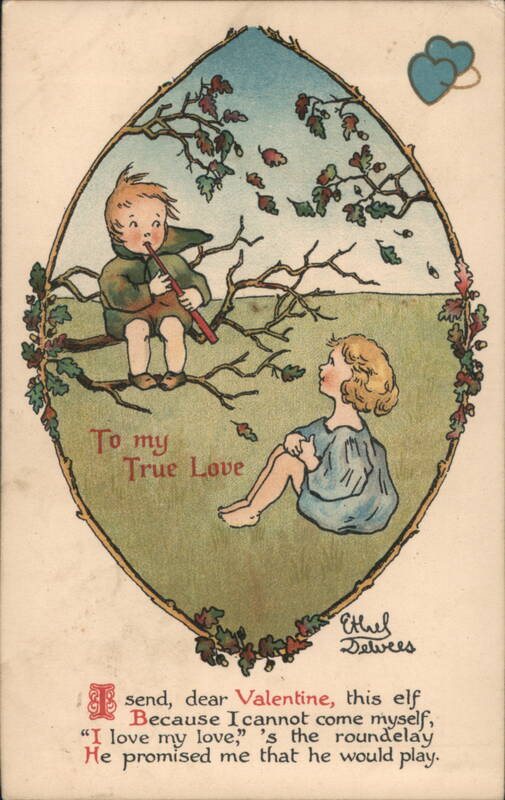 Children Playing Flute for True Love Valentine Ethel Betwees