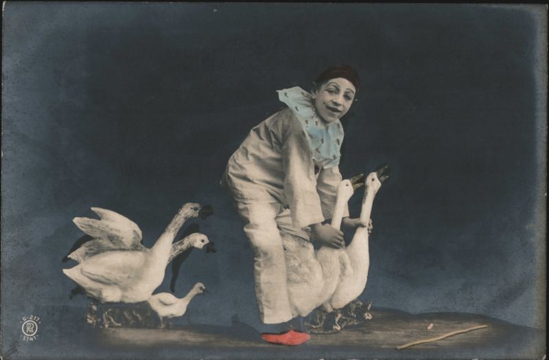 Clown or Pierrot with Geese Circus