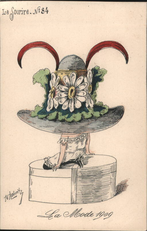 La Mode 1909 Caricature of Woman with Oversized Hat