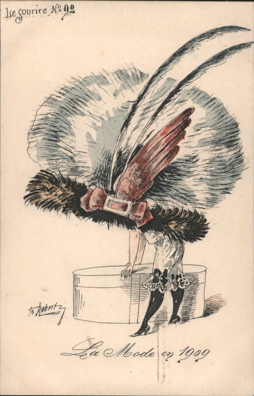 La Mode en 1909 - Woman with Oversized Feathered Hat