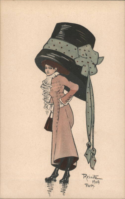 Woman in Large Hat and Coat by Reinitz Art Nouveau
