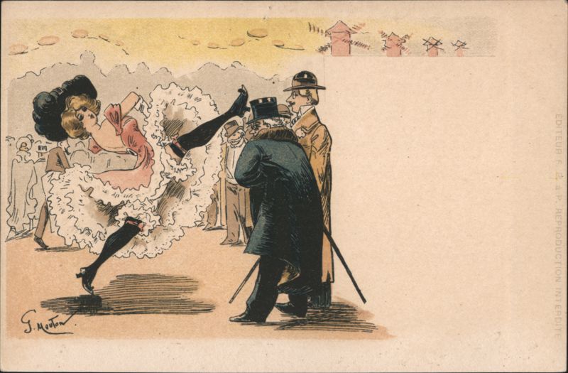 Can-Can Dancer and Spectators in Montmartre Paris France