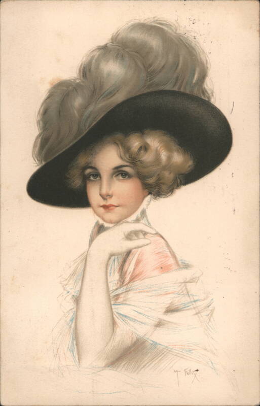 Woman in Large Feathered Hat Hannover Germany M. Felix