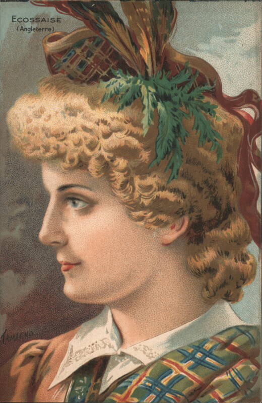 Ecossaise Lady in Tartan with Thistle Scotland AMAGNO