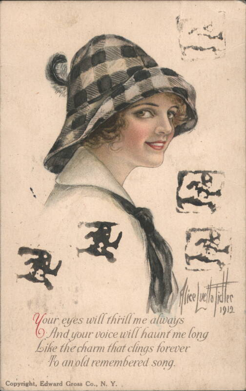 Woman in Plaid Hat with Poem by Alice Luella Tidler