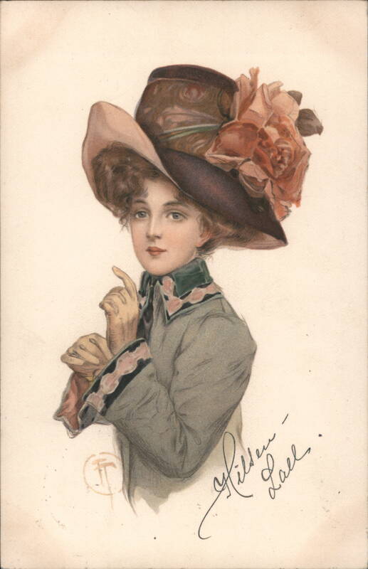 Elegant Woman in Large Floral Hat